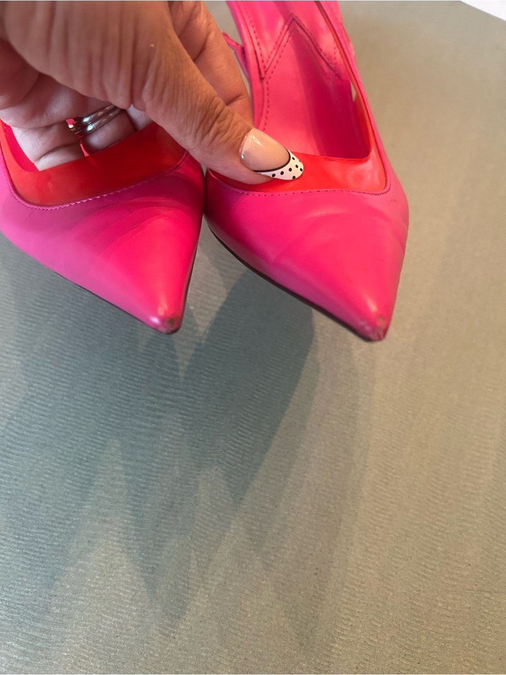 Zara Hot Pink and Red Pointed Slingback Heels size 38 euro - Picture 9 of 13